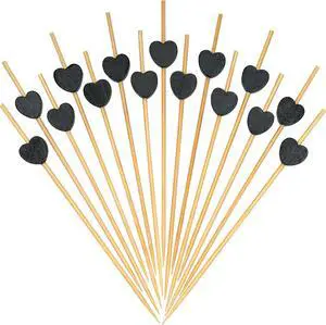Minisland Black Heart Bamboo Cocktail Picks, Fancy Appetizer Toothpicks | 4.7 in Long Decorative Food Skewers, 100 ct. Great for Birthdays, Anniversaries, Milestone Parties, Galas, Halloween. MSL444 Minisland Black Heart Bamboo Cocktail Picks, Fancy Appetizer Toothpicks | 4.7 in Long Decorative Food Skewers, 100 ct. Great for Birthdays, Anniversaries, Milestone Parties, Galas, Halloween. MSL444