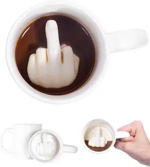 Up Yours Mug Thumbs Up Ceramic Middle Finger Coffee Cup 14 Ounces Milk Tea Funny Coffee Gift Mug for New Year, Christmas, Halloween and Birthday(White1) Up Yours Mug Thumbs Up Ceramic Middle Finger Coffee Cup 14 Ounces Milk Tea Funny Coffee Gift Mug for New Year, Christmas, Halloween and Birthday(White1)