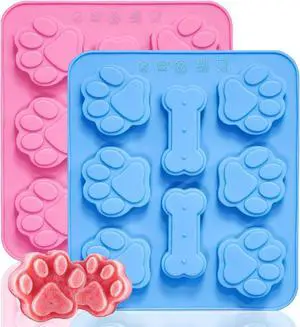 2 Pcs Silicone Puppy treat molds, Dog Paw and Bone Mold Ice Cube Mold, Jelly, Biscuits, Chocolate, Candy Baking Mold, Oven Microwave Freezer Dishwasher Safe-Pink & Blue (2) 2 Pcs Silicone Puppy treat molds, Dog Paw and Bone Mold Ice Cube Mold, Jelly, Biscuits, Chocolate, Candy Baking Mold, Oven Microwave Freezer Dishwasher Safe-Pink & Blue (2)