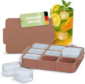 Silicone ice cube tray with lid and handle I Stackable Small and handy large ice cubes with grooves for easy removal I Odorless and tasteless container (6,3 x 4,7 x 1,02 In) Silicone ice cube tray with lid and handle I Stackable Small and handy large ice cubes with grooves for easy removal I Odorless and tasteless container (6,3 x 4,7 x 1,02 In)