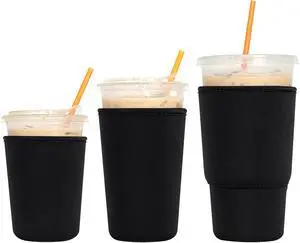 3 Pack Reusable Iced Coffee Sleeves - Xumbtvs Insulator Sleeve for Cold Beverages, Neoprene Coffee Cup Holder (Black) 3 Pack Reusable Iced Coffee Sleeves - Xumbtvs Insulator Sleeve for Cold Beverages, Neoprene Coffee Cup Holder (Black)