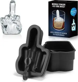 Middle Finger Ice Cube Mold Large Reusable Silicone Tray for Easy-Remove Fun Shapes, Prank Gag Gift for Whiskey, Cocktails & Party Drinks, Bar & Kitchen Essential (Black, 1Pack) Middle Finger Ice Cube Mold Large Reusable Silicone Tray for Easy-Remove Fun Shapes, Prank Gag Gift for Whiskey, Cocktails & Party Drinks, Bar & Kitchen Essential (Black, 1Pack)