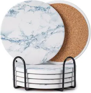6Pcs Absorbent Coasters Set with Holder,Ceramic Drink Coaster,4 inA6 | Marble Style Ceramic Drink Coaster,Suitable for Kinds of Cups,Modern Style Coaster for Coffee Table 6Pcs Absorbent Coasters Set with Holder,Ceramic Drink Coaster,4 inA6 | Marble Style Ceramic Drink Coaster,Suitable for Kinds of Cups,Modern Style Coaster for Coffee Table