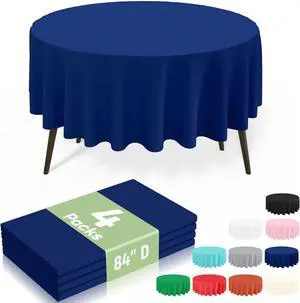 misaya 4 Packs Disposable Plastic Table Cloth, 84" Round Waterproof Tablecloth, Leakproof & Sturdy Decorative Table Covers for Picnic, Party, Outdoor and Back to School, Navy misaya 4 Packs Disposable Plastic Table Cloth, 84" Round Waterproof Tablecloth, Leakproof & Sturdy Decorative Table Covers for Picnic, Party, Outdoor and Back to School, Navy