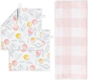 ELYN Microfiber Kitchen Dish Towel & Dish Cloth Set, Quick-Dry & Absorbent Waffle Weave Cleaning Cloths, Set of One Kitchen Towel & Two Washcloths, Paper Towels Alternative (Oranges & Gingham) ELYN Microfiber Kitchen Dish Towel & Dish Cloth Set, Quick-Dry & Absorbent Waffle Weave Cleaning Cloths, Set of One Kitchen Towel & Two Washcloths, Paper Towels Alternative (Oranges & Gingham)