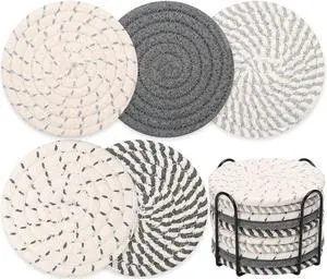 Billbotk 10 Pieces Coasters for Drinks, Absorbent Drink Coasters with Holder, Coffee Table Coaster Set for Home Decor, Apartment Decor Aesthetic, Living Room Essentials, 4.3 Inches Billbotk 10 Pieces Coasters for Drinks, Absorbent Drink Coasters with Holder, Coffee Table Coaster Set for Home Decor, Apartment Decor Aesthetic, Living Room Essentials, 4.3 Inches