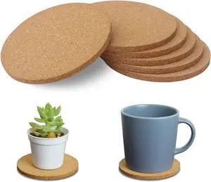 6Pcs Cork Coasters, Tivnhuils 3.9 inch Coasters, Coasters Set for Drinks | Light coasters for coffee cups and small flower pots 6Pcs Cork Coasters, Tivnhuils 3.9 inch Coasters, Coasters Set for Drinks | Light coasters for coffee cups and small flower pots