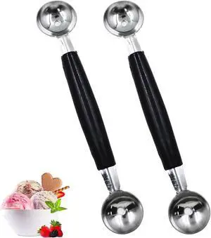 2 Pack Stainless Steel Melon Baller, Double Melon Baller, Double Ended Headed Fruit Icecream Ball Spoon, Baller Scoops for Fruits, Vegetables, Butter & More 2 Pack Stainless Steel Melon Baller, Double Melon Baller, Double Ended Headed Fruit Icecream Ball Spoon, Baller Scoops for Fruits, Vegetables, Butter & More