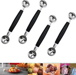 4 Pack Double Ended Headed Fruit Icecream Ball Spoon Melon Baller | Melon Baller Scoops,430 Stainless Steel,Round Melon Balls Fruit Scooper for Watermelon/Ice Cream/Fruits/Sorbet/Meatball 4 Pack Double Ended Headed Fruit Icecream Ball Spoon Melon Baller | Melon Baller Scoops,430 Stainless Steel,Round Melon Balls Fruit Scooper for Watermelon/Ice Cream/Fruits/Sorbet/Meatball