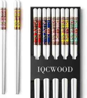 Chopsticks, 5 Pairs Chopsticks Reusable, Bone China, Dishwasher Safe, 9 1/2 Inches Chop Sticks Gift Set Chopsticks, 5 Pairs Chopsticks Reusable, Bone China, Dishwasher Safe, 9 1/2 Inches Chop Sticks Gift Set