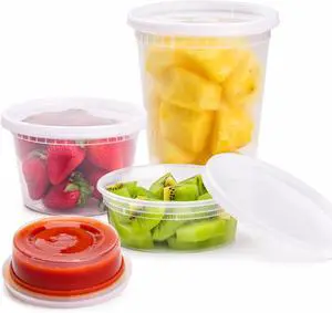TashiBox 24 Sets Plastic Deli Food Containers With Lids, 8 oz 16oz 32oz, 8 sets each, Airtight Food Storage Containers, Freezer/Dishwasher/Microwave Safe, Soup Containers For Takeout Food Storage TashiBox 24 Sets Plastic Deli Food Containers With Lids, 8 oz 16oz 32oz, 8 sets each, Airtight Food Storage Containers, Freezer/Dishwasher/Microwave Safe, Soup Containers For Takeout Food Storage