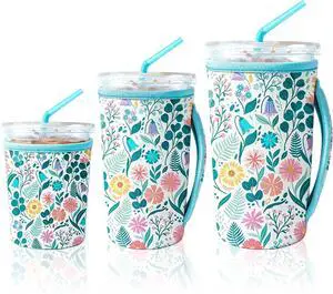 KJQJLY 3 Pack Reusable Iced Coffee Sleeves for Iced Coffee Cups or Drinks Reusable Neoprene Insulated Sleeves for Hot and Cold Drinks from Starbucks, Dunkin, And More (White Flower Bush) KJQJLY 3 Pack Reusable Iced Coffee Sleeves for Iced Coffee Cups or Drinks Reusable Neoprene Insulated Sleeves for Hot and Cold Drinks from Starbucks, Dunkin, And More (White Flower Bush)