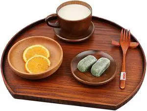 Wooden Serving Tray Half Moon Shaped Food Bread Platter Decorative Counter Tray for Serving Coffee Tea Cheese Dessert Vegetable Fruit (Medium) Wooden Serving Tray Half Moon Shaped Food Bread Platter Decorative Counter Tray for Serving Coffee Tea Cheese Dessert Vegetable Fruit (Medium)