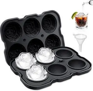 Rose Ice Cube Tray,ZACHDEE 2" Flower Silicone Ice Cube Tray With Covers,6 Easy Release Large Ice Ball for Cocktails, Drinks, Whiskey, Bourbon & Homemade Juice Rose Ice Cube Tray,ZACHDEE 2" Flower Silicone Ice Cube Tray With Covers,6 Easy Release Large Ice Ball for Cocktails, Drinks, Whiskey, Bourbon & Homemade Juice