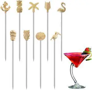 Martini Cocktail Picks Reusable Olive Picks Garnish Skewer Fruit Toothpicks Set of 9 (Gold) Martini Cocktail Picks Reusable Olive Picks Garnish Skewer Fruit Toothpicks Set of 9 (Gold)