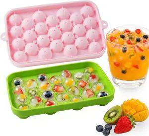 Small Ice Ball Mold, 2Pack Round Ice Cube Trays with Lid, 1Inch Silicone Ice Cube Trays for Freezer, Mini Ice Ball Maker for Whiskey, Cocktail, Juice Small Ice Ball Mold, 2Pack Round Ice Cube Trays with Lid, 1Inch Silicone Ice Cube Trays for Freezer, Mini Ice Ball Maker for Whiskey, Cocktail, Juice