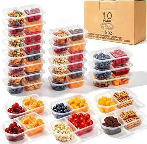 10OZ Reusable Snack Containers with Lids | Snack Pack Containers 10 Pcs | Snackle Box Portion Control | Meal Prep Containers | Double Compartment Snack Containers for Travel - Camping Essentials 10OZ Reusable Snack Containers with Lids | Snack Pack Containers 10 Pcs | Snackle Box Portion Control | Meal Prep Containers | Double Compartment Snack Containers for Travel - Camping Essentials