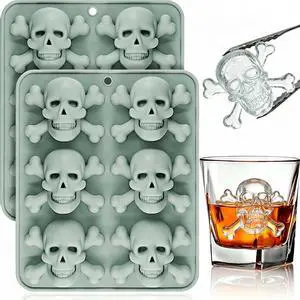 Skull Ice Cube Mold 12 Cavity, Skull Ice Cube Tray | 3D Silicone Skull Molds for Baking Ice Cube Whiskey Cocktails Beverages Halloween Pirate Birthday Parties Drinks Skull Ice Cube Mold 12 Cavity, Skull Ice Cube Tray | 3D Silicone Skull Molds for Baking Ice Cube Whiskey Cocktails Beverages Halloween Pirate Birthday Parties Drinks