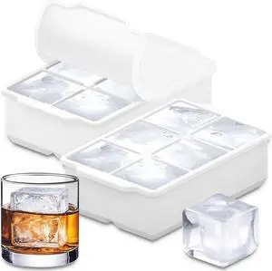 KitchFort® Large Silicone Ice Cube Tray (2-Pack) - 2" Big Ice Mold with Lid | Easy Release, Cocktail, Whiskey Ice Cubes Mold - Food Grade - Ice Cube Trays for Freezer - Stackable Silicone Ice Tray KitchFort® Large Silicone Ice Cube Tray (2-Pack) - 2" Big Ice Mold with Lid | Easy Release, Cocktail, Whiskey Ice Cubes Mold - Food Grade - Ice Cube Trays for Freezer - Stackable Silicone Ice Tray