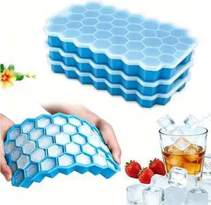 Ice Cube Tray with Lid, Easy Release,Mini Silicone Moulds, 3 Packs 37 Ice Trays, LFGB and BPA Free (Blue 3 Packs) Ice Cube Tray with Lid, Easy Release,Mini Silicone Moulds, 3 Packs 37 Ice Trays, LFGB and BPA Free (Blue 3 Packs)
