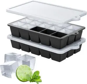Silicone Ice Cube Tray 2 Pack, HANCELANT Ice Cube Mold, Ice Trays for Freezer with Lid for Whiskey, Cocktail, Drinks and Food, Freezer, BPA Free, Easy Release Silicone Ice Cube Tray 2 Pack, HANCELANT Ice Cube Mold, Ice Trays for Freezer with Lid for Whiskey, Cocktail, Drinks and Food, Freezer, BPA Free, Easy Release