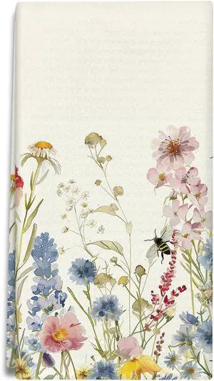 Wildflower Floral Kitchen Towels and Dishcloths, Vintage Decorative Hand Towel Drying Cloth for Bathroom Baking, Housewarming Gift for Friend, Woman, Hostess, 16x24 Inches -13 Wildflower Floral Kitchen Towels and Dishcloths, Vintage Decorative Hand Towel Drying Cloth for Bathroom Baking, Housewarming Gift for Friend, Woman, Hostess, 16x24 Inches -13