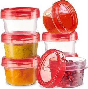 PLASTICPRO 6 Pack Twist Cap Food Storage Containers with Red Screw on Lid- 4 oz Reusable Meal Prep Containers - Small Freezer Containers Microwave Safe Red Plastic Food Storage PLASTICPRO 6 Pack Twist Cap Food Storage Containers with Red Screw on Lid- 4 oz Reusable Meal Prep Containers - Small Freezer Containers Microwave Safe Red Plastic Food Storage