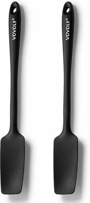 2-Pack Silicone Small Jar Spatulas with Long Handle, Upgraded Heat Resistant Spatula for Non Stick Cookware, Seamless Design, Stainless Steel Core, BPA Free Spoonula, Black 2-Pack Silicone Small Jar Spatulas with Long Handle, Upgraded Heat Resistant Spatula for Non Stick Cookware, Seamless Design, Stainless Steel Core, BPA Free Spoonula, Black