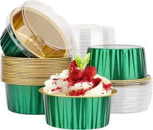 EUSOAR Baking Cups Disposable, 25Packs 5oz Foil Ramekins with Lids Mini Muffin Liners Containers, Dessert Cheesecake Pan Creme Brulee Cupcake Containers for Catering Gathering Club Wedding Party EUSOAR Baking Cups Disposable, 25Packs 5oz Foil Ramekins with Lids Mini Muffin Liners Containers, Dessert Cheesecake Pan Creme Brulee Cupcake Containers for Catering Gathering Club Wedding Party