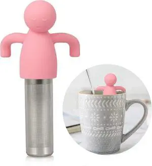 Leden Loose Leaf Tea Infuser Tea Steeper for Girl Kid Extra Fine Mesh Pink | Stainless Steel Fun Person-shaped Design Tea Strainer Filter with Silicone Handle for Loose Tea Ball for Cup Mug Leden Loose Leaf Tea Infuser Tea Steeper for Girl Kid Extra Fine Mesh Pink | Stainless Steel Fun Person-shaped Design Tea Strainer Filter with Silicone Handle for Loose Tea Ball for Cup Mug