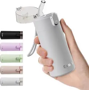 5oz Small Water Bottles with Straw, Mini Water Bottle One-Hand Open Design, Leak-Proof Locking Lid for Hot&Cold Drinks, Small Travel Water Bottle - 100% Leakproof for School, Travel...(Light Grey) 5oz Small Water Bottles with Straw, Mini Water Bottle One-Hand Open Design, Leak-Proof Locking Lid for Hot&Cold Drinks, Small Travel Water Bottle - 100% Leakproof for School, Travel...(Light Grey)