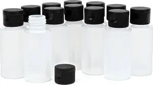 Vivaplex Clear 2oz Plastic Squeeze Bottles with Black Flip Top Caps - 12 pk Vivaplex Clear 2oz Plastic Squeeze Bottles with Black Flip Top Caps - 12 pk