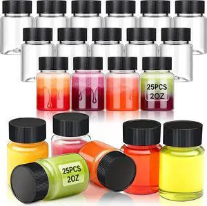 YZXODN 25 Pack 2 oz Plastic Shot Bottles, Wide Mouth Containers with Caps for Ginger, Juice, Liquids, Samples, Reusable Small Empty Travel Bottles for Independence Day DIY, Weddings, Parties YZXODN 25 Pack 2 oz Plastic Shot Bottles, Wide Mouth Containers with Caps for Ginger, Juice, Liquids, Samples, Reusable Small Empty Travel Bottles for Independence Day DIY, Weddings, Parties