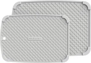 2-Pack Silicone Multi-Use Mats (14" & 12") ¨C All-Purpose Hot Pad, Non-Slip Drying Mat, Counter Protector in Light Gray 2-Pack Silicone Multi-Use Mats (14" & 12") ¨C All-Purpose Hot Pad, Non-Slip Drying Mat, Counter Protector in Light Gray
