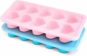 2 Pcs Heart Ice Cube Trays,Ice Maker,Silicone Molds with Removable Lid,Stackable Ice Trays with Covers(Pink,Blue) 2 Pcs Heart Ice Cube Trays,Ice Maker,Silicone Molds with Removable Lid,Stackable Ice Trays with Covers(Pink,Blue)