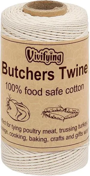 Vivifying Butchers Twine, 328 Feet 3Ply Cotton Bakers Twine, Food Safe Cooking String for Tying Meat, Making Sausage, Trussing Turkey, Roasting and Packing (Beige) Vivifying Butchers Twine, 328 Feet 3Ply Cotton Bakers Twine, Food Safe Cooking String for Tying Meat, Making Sausage, Trussing Turkey, Roasting and Packing (Beige)