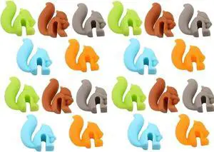 20Pcs Cute Squirrel Shape Silicone Tea Bag Holder Cup, Hanging Tool for Mug, Candy Colors Gift Set, Drink Markers for Coffee and Espresso 20Pcs Cute Squirrel Shape Silicone Tea Bag Holder Cup, Hanging Tool for Mug, Candy Colors Gift Set, Drink Markers for Coffee and Espresso