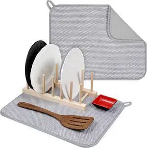 Microfiber Small Dish Drying Mat, Absorbent Dish Drying Mats for Kitchen Counter, 15.74 X 11.8 Inch, Dishes Dry Pad for Countertops Sinks Draining Racks (Gray) Microfiber Small Dish Drying Mat, Absorbent Dish Drying Mats for Kitchen Counter, 15.74 X 11.8 Inch, Dishes Dry Pad for Countertops Sinks Draining Racks (Gray)