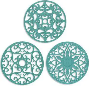ME.FAN Trivets for Dishes/Pots/Pans, 3 Pcs Silicone Mats, Flexible/Durable/Non Slip Hot Pads to Protect Table and Counter Top (Teal Blue) ME.FAN Trivets for Dishes/Pots/Pans, 3 Pcs Silicone Mats, Flexible/Durable/Non Slip Hot Pads to Protect Table and Counter Top (Teal Blue)