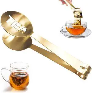 Gold Tea Bag Squeezer Tongs,Tea Tongs,Tea Bag Squeezer,Stainless Steel Tea,Round Tea Filter Clamp,Tea Bag Strainer Clip Holder for Gripping Tea Strainer Spoon for Ice Sugar Cubes Bar Gold Tea Bag Squeezer Tongs,Tea Tongs,Tea Bag Squeezer,Stainless Steel Tea,Round Tea Filter Clamp,Tea Bag Strainer Clip Holder for Gripping Tea Strainer Spoon for Ice Sugar Cubes Bar