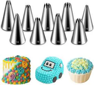 Suuker Open Star Piping Tips Set, 9 Pieces, Small Size | French Star Tube, Stainless Steel, For Cupcakes Cakes Cookies, Frosting Nozzle Kit Suuker Open Star Piping Tips Set, 9 Pieces, Small Size | French Star Tube, Stainless Steel, For Cupcakes Cakes Cookies, Frosting Nozzle Kit