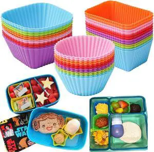 Doiaz Silicone Bento Lunch Box Dividers 3 Shapes of Standard Round & Square & Rectangle - Reusable Silicone Cupcake Liners Non-Stick Muffin Cups for Baking Doiaz Silicone Bento Lunch Box Dividers 3 Shapes of Standard Round & Square & Rectangle - Reusable Silicone Cupcake Liners Non-Stick Muffin Cups for Baking