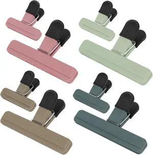 TACGEA Chip Clips, 8 Pack Food Clips, Upgrade Wide Open Bag Clip for Food Storage with Air Tight Seal Grip Neutral Color (4 x L, 4 x S) TACGEA Chip Clips, 8 Pack Food Clips, Upgrade Wide Open Bag Clip for Food Storage with Air Tight Seal Grip Neutral Color (4 x L, 4 x S)