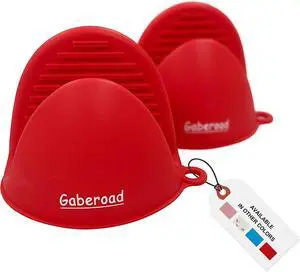 Thickened Mini Silicone Oven Mitts Heat Resistant, Rubber Oven Mitt Gloves, Finger Pinch Grips, Pot Holder, Silicone Potholder for Kitchen Cooking & Baking 1 Pair, Red Thickened Mini Silicone Oven Mitts Heat Resistant, Rubber Oven Mitt Gloves, Finger Pinch Grips, Pot Holder, Silicone Potholder for Kitchen Cooking & Baking 1 Pair, Red