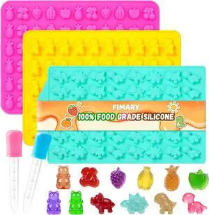 Gummy Candy Molds with 2pcs Droppers, Silicone Bear Dinosaur Fruit Snack Molds, Non-stick Silicone Chocolate Molds for Gummies Candy Chocolate Baking Gummy Candy Molds with 2pcs Droppers, Silicone Bear Dinosaur Fruit Snack Molds, Non-stick Silicone Chocolate Molds for Gummies Candy Chocolate Baking
