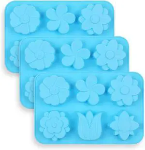 homEdge 6-Cavity Silicone Flowers Shap Mold, Set of 3PCS Non Stick Silicone Mixed Tulip, Daisy Mold for Candy Chocolate Jelly, Ice Cube 6 Styles Flowers homEdge 6-Cavity Silicone Flowers Shap Mold, Set of 3PCS Non Stick Silicone Mixed Tulip, Daisy Mold for Candy Chocolate Jelly, Ice Cube 6 Styles Flowers