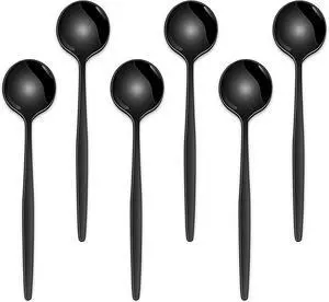 5.1 Inch Coffee & Tea Spoons,6-Piece Black Stainless Steel Dessert Spoons For Cafe,Black Espresso Spoon,Cute Small Demitasse Spoon 5.1 Inch Coffee & Tea Spoons,6-Piece Black Stainless Steel Dessert Spoons For Cafe,Black Espresso Spoon,Cute Small Demitasse Spoon