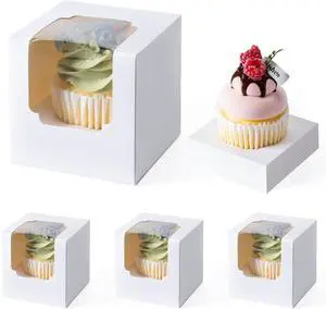 Hoewina 28 PCS Cupcake Boxes, Individual Cupcake Containers with Window | Cupcake Holders Carrier with Inserts, Stackable Deep Cake Box for Birthday Holiday Party Bakery Supplies (White) Hoewina 28 PCS Cupcake Boxes, Individual Cupcake Containers with Window | Cupcake Holders Carrier with Inserts, Stackable Deep Cake Box for Birthday Holiday Party Bakery Supplies (White)