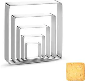 Square Cookie Cutter Sandwich Cutters for Lunchbox Fruit Cutters Vegetable Cutters for Baking DIY Xmas Birthday Party Decor, Pack of 5 Square Cookie Cutter Sandwich Cutters for Lunchbox Fruit Cutters Vegetable Cutters for Baking DIY Xmas Birthday Party Decor, Pack of 5