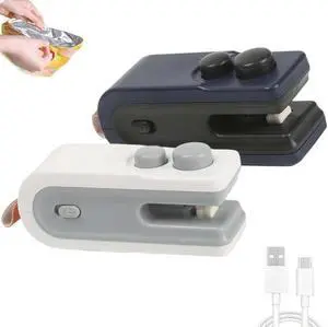 2Pcs Mini Bag Sealer, 2026 New 2 in 1 Magnetic Food Sealer with Cutter and Magnet, USB Rechargeable Chip Bag Sealer Heat Seal Tool, for Snacks, Chips, Food Freshness Storage (White + Blue) 2Pcs Mini Bag Sealer, 2026 New 2 in 1 Magnetic Food Sealer with Cutter and Magnet, USB Rechargeable Chip Bag Sealer Heat Seal Tool, for Snacks, Chips, Food Freshness Storage (White + Blue)